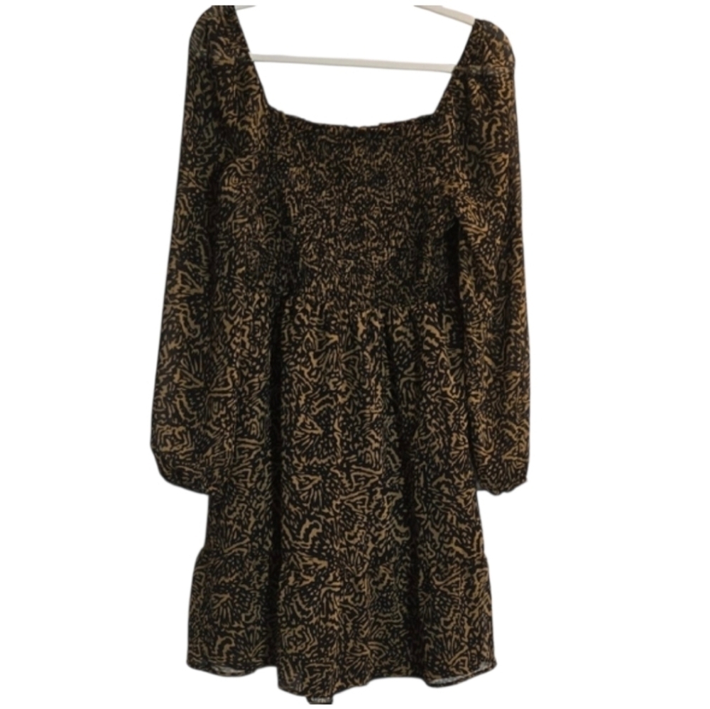 ISABEL Elegant Black and Gold Women Smocked Dress Size L